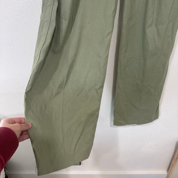 Veronica Beard Rimini Belted Pleated Linen Wide Leg Trouser Pants Sage Green 4 - Picture 4 of 9
